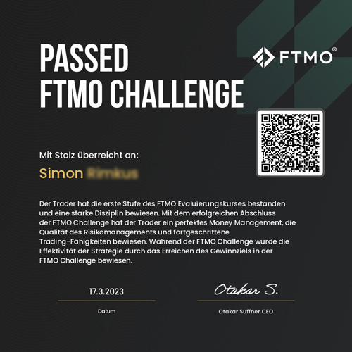 Zertifikat FTMO Challenge