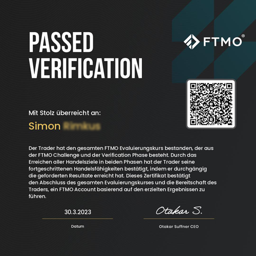 Zertifikat FTMO Verification